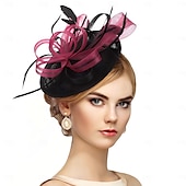 halpa Juhlahatut-musta höyhen fascinators pääpanta - 2025 vintage kentucky derby hatut mesh victoria tea party hattu naisille