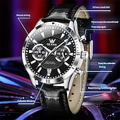 cheap Quartz Watches-New Olevs Men&#039;S Business Watch Chronograph Calendar 24-Hour Indicator Multi-Functional Quartz Watch Fashion Trend Waterproof Sports Watch