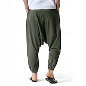abordables Retro-Hombre Persona que practica jogging Pantalones de algodón Pantalones Pantalones de playa Pantalones Harem Bolsillo Correa Cintura elástica Plano Comodidad Transpirable Vacaciones Diario Festivos
