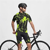 tanie Męskie zestawy odzieżowe-Męskie Koszulka z szortami na rower Krótki rękaw Kolarstwo górskie Kolarstwie szosowym Lato Wiosna Jesień Czarny Biały Pomarańczowy Graffiti Rower Suwak przedni Odvádí pot Wygodny Oddychający Spandeks