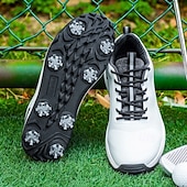 cheap Men&#039;s Golf Shoes-Men&#039;s Black and White Golf Shoes with Spiked Sole, Breathable Upper, and Lightweight Design for Comfort and Support on the Golf Course