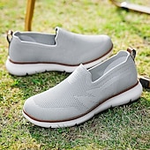 billige Sneakers til herrer-slip-on strikkede joggesko for menn, pustende mesh-overdel med komfortabel passform, uformelle lette sko for hverdags- og utendørsaktiviteter