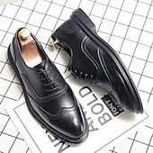 economico Formale-scarpe brogue in similpelle marrone da uomo - calzature formali eleganti e resistenti per lavoro, ufficio ed eventi speciali