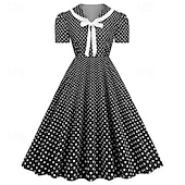 levne Šaty-Retro 50. léta Rockabilly Šaty Houpací šaty Maškarní kostým Dámské Karneval Plesová maškaráda Denní nošení loučení se svobodou nevěsty Dospělé Šaty Šaty pro návrat domů