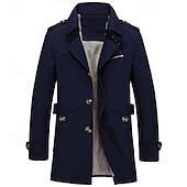 preiswerte Herren-Blazer &amp; -Anzüge-Herren übergangsjacke Trenchcoat Ausgehen Ganzjahres Windjacke Oberbekleidung Bekleidung Einfarbig Button-Down Umlegekragen Einreihig