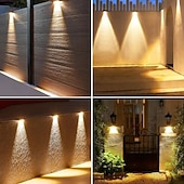 Недорогие Уличные светильники-2/4 шт. светодиодных фонарей на солнечных батареях – уличные водонепроницаемые настенные светильники IP65 для столбов забора, террасы, перил, ступенек бассейна, сада, патио, дворового освещения