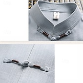 economico camicia da uomo con bottoni-Per uomo Camicia Set Camicia Camicia Estiva Camicia casual Camicia da Spiaggia Camicia con Bottoni Blu marino Manica Corta Semplice Collo alla coreana Abbigliamento casual alla moda Vacanza 2 Pezzi