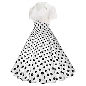 cheap Dresses-1950s Retro Vintage Rockabilly Knee Length Dress Tea Dress Swing Dress Polka dots Fit &amp; Flare Swing Fancy Dress Women's Christmas Carnival New Year Homecoming Daily Wear Bachelorette Party Adults'