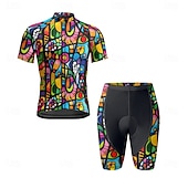 cheap Men&#039;s Clothing Sets-Men&#039;s Cycling Jersey with Shorts Floral Botanical Short Sleeve Bike Clothing Suit with 3 Rear Pockets Mountain Bike MTB Road Bike Cycling Front Zipper Sweat wicking Comfortable Breathable Sports