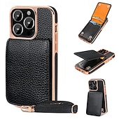 economico Cover per iPhone-telefono Custodia Per iPhone 16 15 14 Pro Max Plus 13 Pro Max Copertura Posteriore con Supporto Magnetico con Cordino Retrò Placcatura Pelle PU