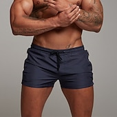 baratos calção de banho boxer masculino-Homens Calção Justo de Natação Shorts de Natação Bermuda de Surf Calças Com Cordão Com bolsos Natação Surfe Praia Esportes Aquáticos Cor Sólida Verão Primavera