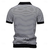 billige Herre Elite Polo-Herre Polo Strikk polo Formell Arbeid Måkekrage Kortermet Moderne Bekvem Stripet Vertikale striper Stripe-Trim Stripe Vår Normal Svart Lysegrønn Militærgrønn Polo