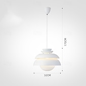 cheap Pendant Lights-Single Light Pendant Light Fixtures White Metal Pendant Light Home Decor with Metal Shade Modern Hanging Lamp Hight Adjustable E27 Industrial Chandelier for Living Room Bedroom 32cm 110-240V