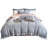 economico Set copripiumino-Set di Biancheria da Letto in Cotone Egiziano Bianco Solido Luxury Soft Brushed con Bordo Scolpito Completo Copripiumino Copripiumino per Regine e King Size con Federe