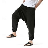 abordables Retro-Hombre Persona que practica jogging Pantalones de algodón Pantalones Pantalones de playa Pantalones Harem Bolsillo Correa Cintura elástica Plano Comodidad Transpirable Vacaciones Diario Festivos