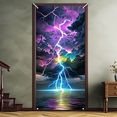 levne Kryty dveří-Černé světlo dekorace na dveře kryty na dveře svítící ve tmě krajina blesk dveřní gobelín závěsové dekorace pozadí interiér/exteriér dveřní banner pro přední dveře venkovský dům