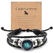 billiga Festtillbehör-multilayer constellation zodiac läder armband handgjorda vävda stjärntecken wrap armband armband för kvinnor män smycken födelsedagspresent