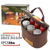 6-Piece Set Travel Spice Kit Spice Containers for Camping Portable Spice Kit Camping Salt Pepper Shakers Camping Spice Containers Seasoning Storage with Bag for Home Kitchen Camping BBQ Traveling 14