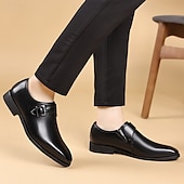 billiga Formell-herrskor med munkband i konstläder – klassiska bruna formella slip-on-klänningskor med spänndetalj, perfekta för affärs- och formella tillfällen