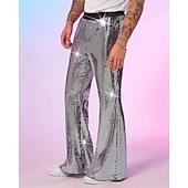 economico pantaloni casual-Per uomo Pantaloni da discoteca Pantaloni Pantaloni casual Paillettes Tasca Elastico in vita Semplice Comodità Feste Palcoscenico Luci da discoteca Vintage Glitter Argento Rosso Micro-elastico