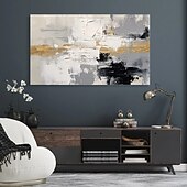 preiswerte Abstrakte Gemälde-großes schwarzes abstraktes Ölgemälde, handgemalt, grau-goldenes Gemälde, handgefertigtes Gemälde, moderne Bürokunst, Wandgemälde für Wohnzimmer, Schlafzimmer, Büro, Wanddekoration