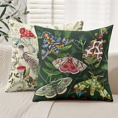 baratos estilo floral e plantas-Capa Decorativa de Almofadas de Insetos Florais 1PC Capa de Almofada Quadrada Macia para Sofá do Quarto Sala de Estar Primavera Verão