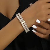 billige Armbånd-Dame Mansjettarmbånd Fancy Dyrebar Luksus Legering Armbånd Smykker Sølv Til Fest