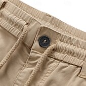 cheap Holiday-Men&#039;s Cargo Shorts Shorts Bermuda shorts Hiking Shorts Drawstring Elastic Waist Multi Pocket Color Block Plain Breathable Moisture Wicking Knee Length Outdoor Casual Running Sports Fashion Black Army