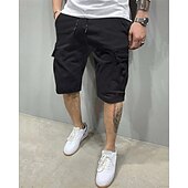 baratos Clássico-Homens Bermuda Cargo Calção Shorts de Trilha Com Cordão Cintura elástica Bolso multi Tecido Vestível Comprimento do joelho Ao ar livre Diário Acampar e Caminhar Moda Clássico ダークカーキ Exército verde