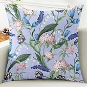 baratos estilo floral e plantas-Capa Decorativa de Almofadas Florais 1PC Capa de Almofada Quadrada Macia para Sofá do Quarto Sala de Estar