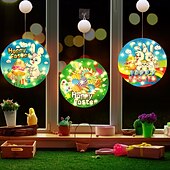 お買い得  イースターライト-イースターバニーエッグ吸盤ショーケースライト電池式イースターディナーパーティー用お祝いデコレーション