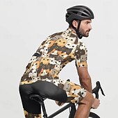 Χαμηλού Κόστους Ανδρικά σύνολα ένδυσης-Ανδρικά Φανέλα και σορτς ποδηλασίας Γάτα Κοντομάνικο Ποδήλατο Ρούχα σύνολα με 3 πίσω τσέπες Ποδηλασία Βουνού Ποδηλασία Δρόμου Μποστινό Φερμουάρ Σκούπισμα ιδρώτα Άνετο Αναπνέει Αθλητισμός