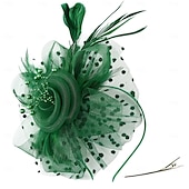 abordables Tocados-Tocados para mujer, sombrero para fiesta de té, diadema con flores, cóctel, malla, plumas, pinza para el pelo, sombrero Derby de Kentucky, boda