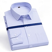 preiswerte Bügelfreie Herrenhemden-Herren Hemd Oberhemd Knopfhemd Streifen Hochzeit Party Schwarz Blau Violett Langarm Kargen Frühling Herbst Bekleidung Tasche