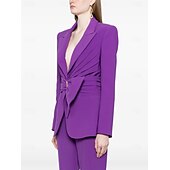 economico Tailleur pantalone della mamma-Completo madre della sposa a due pezzi elegante minimalista colletto camicia lunghezza al pavimento in tessuto elasticizzato manica lunga con volant colore solido 2025