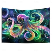 billiga Blacklight tapestries-Svartljus Tapestry Glödar i Mörkret Glöd Fest UV Reaktiv Trippy Dimmig Djur Bläckfisk Hängande Tapestry Väggkonst Mural för Vardagsrum Sovrum