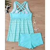 abordables Maillots une pièce et tankinis-Femme Tankini Maillot De Bain Deux Pièces Dentelle Maillots de Bain Couleur Pleine Maillots de Bain Noir Bleu Ciel Respirable Séchage rapide Poids Léger Sans Manches - Natation Surf Plage Et