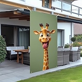tanie Okładki drzwi-Zabawne Zwierzęta Dekoracje Drzwi Pokrycia Drzwi Giraffe Gobelin Zasłona Drzwi Dekoracja Tło Wewnątrz/Zewnątrz Baner Drzwi dla Domku Wiejskiego