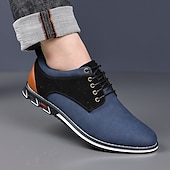 economico Semi-formale-scarpe casual oxford da uomo, sneakers eleganti con lacci blu e nere con dettagli in pelle scamosciata, calzature eleganti per lavoro, matrimoni e uso quotidiano