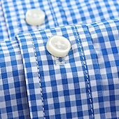 cheap Men&#039;s Button Down Shirts-Men&#039;s Shirt Dress Shirt Button Up Shirt Plaid Wedding Party Red Blue Green Dark Blue Long Sleeve Lapel Spring Fall Clothing Apparel Buttons
