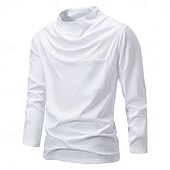 cheap Basic T shirts-Men&#039;s Tee Tee Top Long Sleeve Shirt Long Sleeve Crew Neck Spring &amp;  Fall Plain Fashion Designer Sexy Vacation Street Going out Black White Dark Grey Top Tee for Men