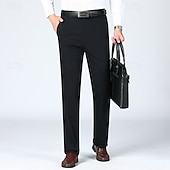 preiswerte Schlank-Herren Anzughosen Hose Hosen Chinesisch Chino Knopf Tasche Glatt Komfort Formal Party Arbeit Modisch Klassicher Stil Cachi scuro Hellkaki Mikro-elastisch