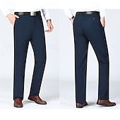 preiswerte Schlank-Herren Anzughosen Hose Hosen Chinesisch Chino Knopf Tasche Glatt Komfort Formal Party Arbeit Modisch Klassicher Stil Cachi scuro Hellkaki Mikro-elastisch