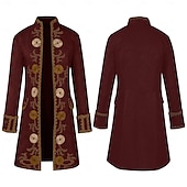 baratos Tops-Retro Vintage Punk e gótico Medieval Casaco Traje Cosplay Smoking Vampiros Cavalheiro Homens Pirata Real Steampunk Dia Das Bruxas Carnaval Baile de Máscaras Festa / Eventos Adulto Casaco