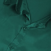olcso Férfi szatén ingek-Férfi Ing Szatén ing Alkalmi ing Gombos póló Sima Esküvő Vakáció Fekete Fehér Bor Sötétkék Hosszú ujj Hajtóka Tavasz &amp; Ősz Ruházat