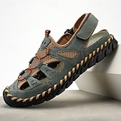 economico Sandali casual-Per uomo Sandali Scarpe fatte a mano Pelle crosta Traspirante Comodo Antiscivolo Con lacci intrecciali Giallo-marrone Nero Marrone