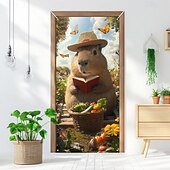 Недорогие Дверные чехлы-Веселые животные Декорации для дверей Чехлы для дверей Капибара Ковры для дверей Портьера для дверей Декорации Задний план Дверной баннер для передней двери Фермерский дом