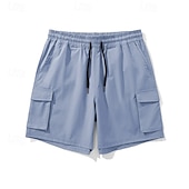 baratos Clássico-Homens Bermuda Cargo Calção Shorts de verão Com Cordão Cintura elástica Bolso multi Tecido Conforto Vestível Comprimento do joelho Ao ar livre Esporte Diário Moda Casual Preto Rosa
