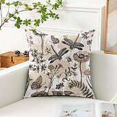 baratos estilo floral e plantas-Capa Decorativa de Almofadas de Insetos Florais 1PC Capa de Almofada Quadrada Macia para Sofá do Quarto Sala de Estar Primavera Verão