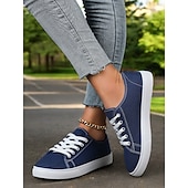 cheap Women&#039;s Sneakers-Canvas Lace-Up Sneakers for Women – Classic and Comfortable Sneakers for Everyday Wear, Perfect for Casual Outings and Weekend Adventures